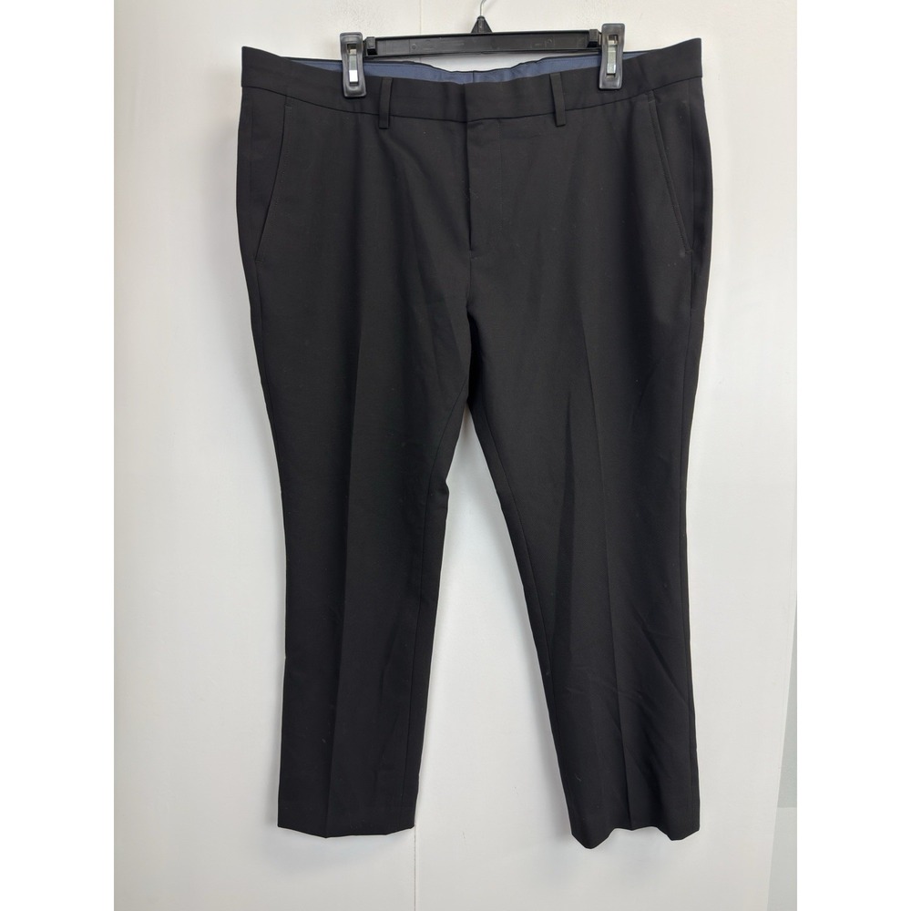 Egara Slim Stretch Dress Pants 42X34 Flat Front‎ Blue Poly Blend